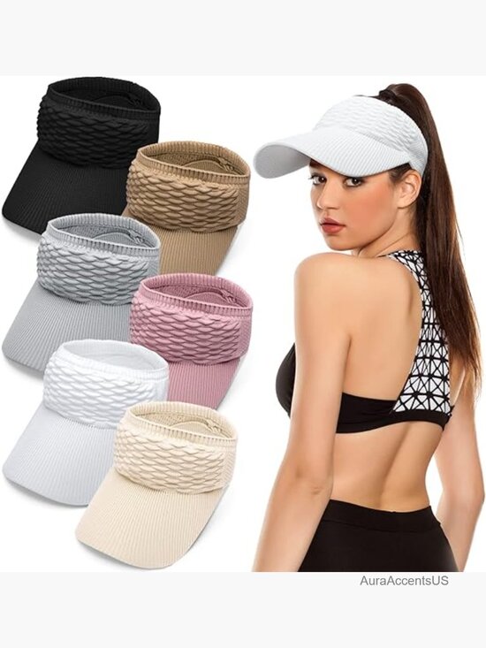 6 Pack Knitted Visor Hats Elastic Sports Sun Hat Wide Brim Quick Dry main image 6